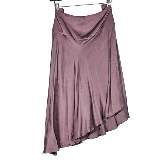 Anthropologie Women’s Mauve Viscose Asymmetric Midi Skirt M Minimalist Quiet Lux - Picture 5 of 14